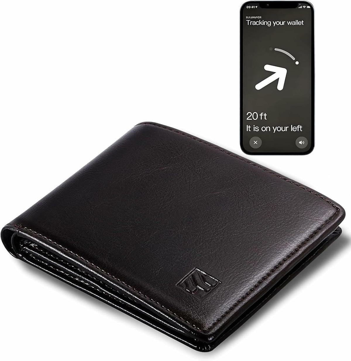 FLETUTE Full-Grain Leather Slim Airtag Wallet Mens Luxury Blue