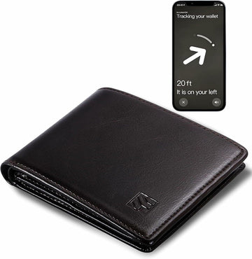 FLETUTE Full-Grain Leather Slim Airtag Wallet Mens Luxury Blue