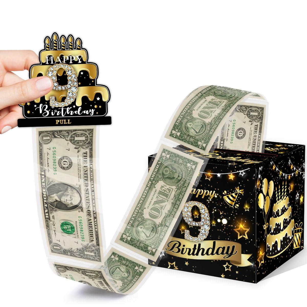Toerifer 9th Birthday Money Box Set Black Gold PVC One Size