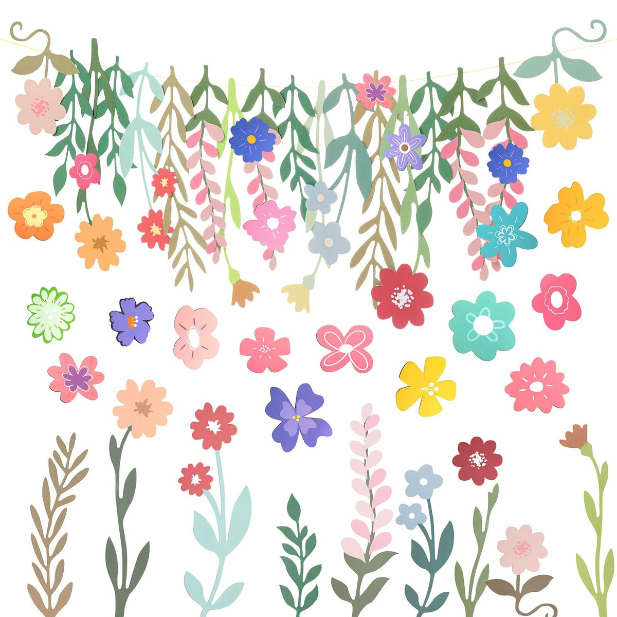 Epakh 8.2ft Colorful Wildflower Daisy Paper Garland Banner Spring Summer
