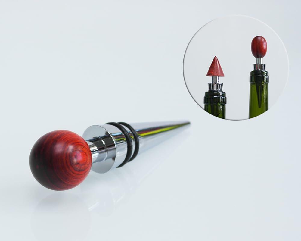 Lutong Wine Stopper Set 3pcs with Stand Wood Silver & Brown Entertainment