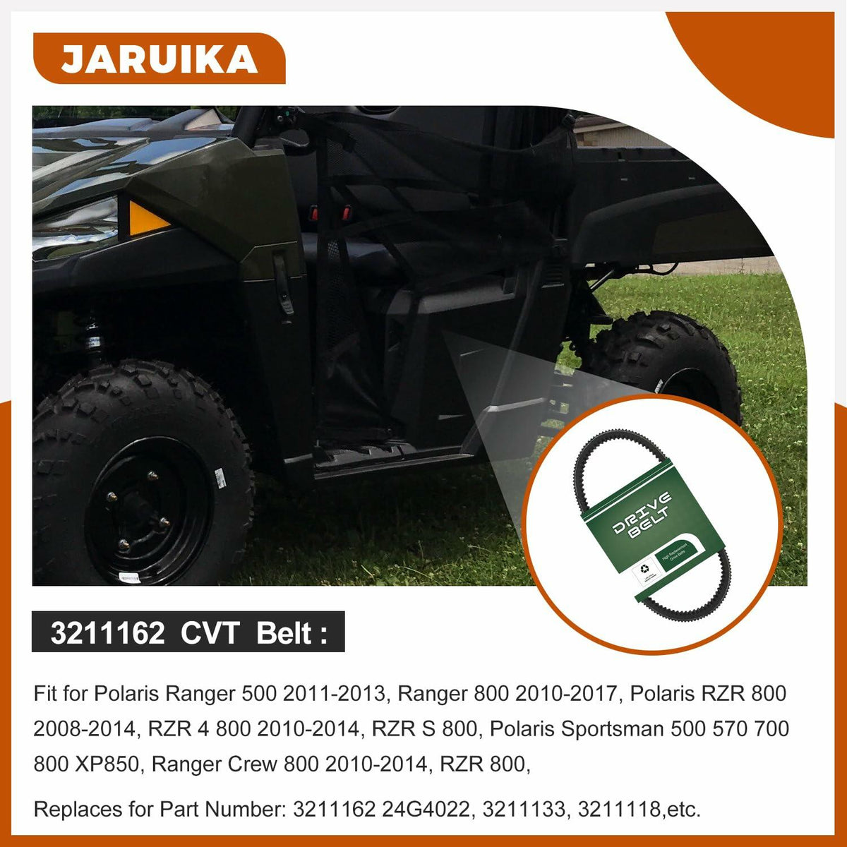 Jaruika 3211162 24G4022 Drive Belt Black Nylon for Polaris Ranger 500 RZR 800