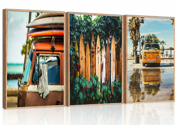 WYHLMTQ Bohemian Beach 3pcs Canvas Wall Art 12x16in Coastal Tropical