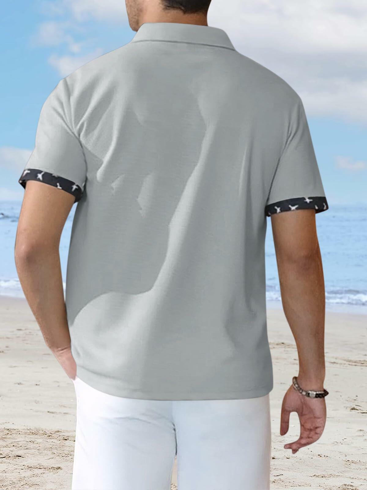 TRFIC Men's Casual Short Sleeve Button Down Shirt Grey Size 3X-Large