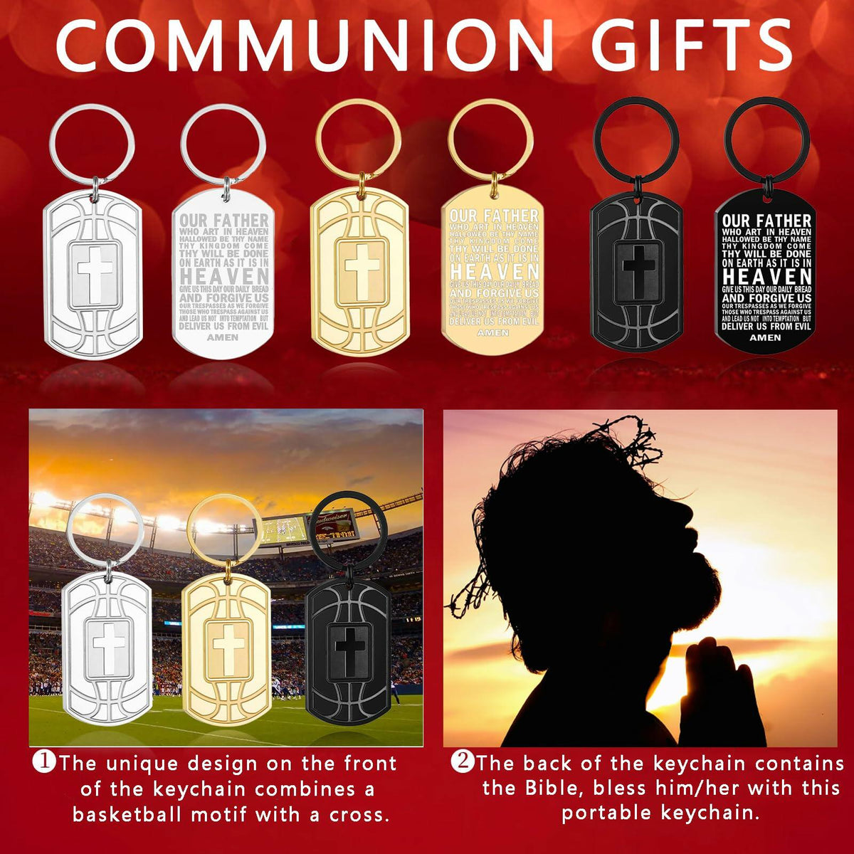 Miss Chipmunk Football Bible Verse Keychain Men Black Medium