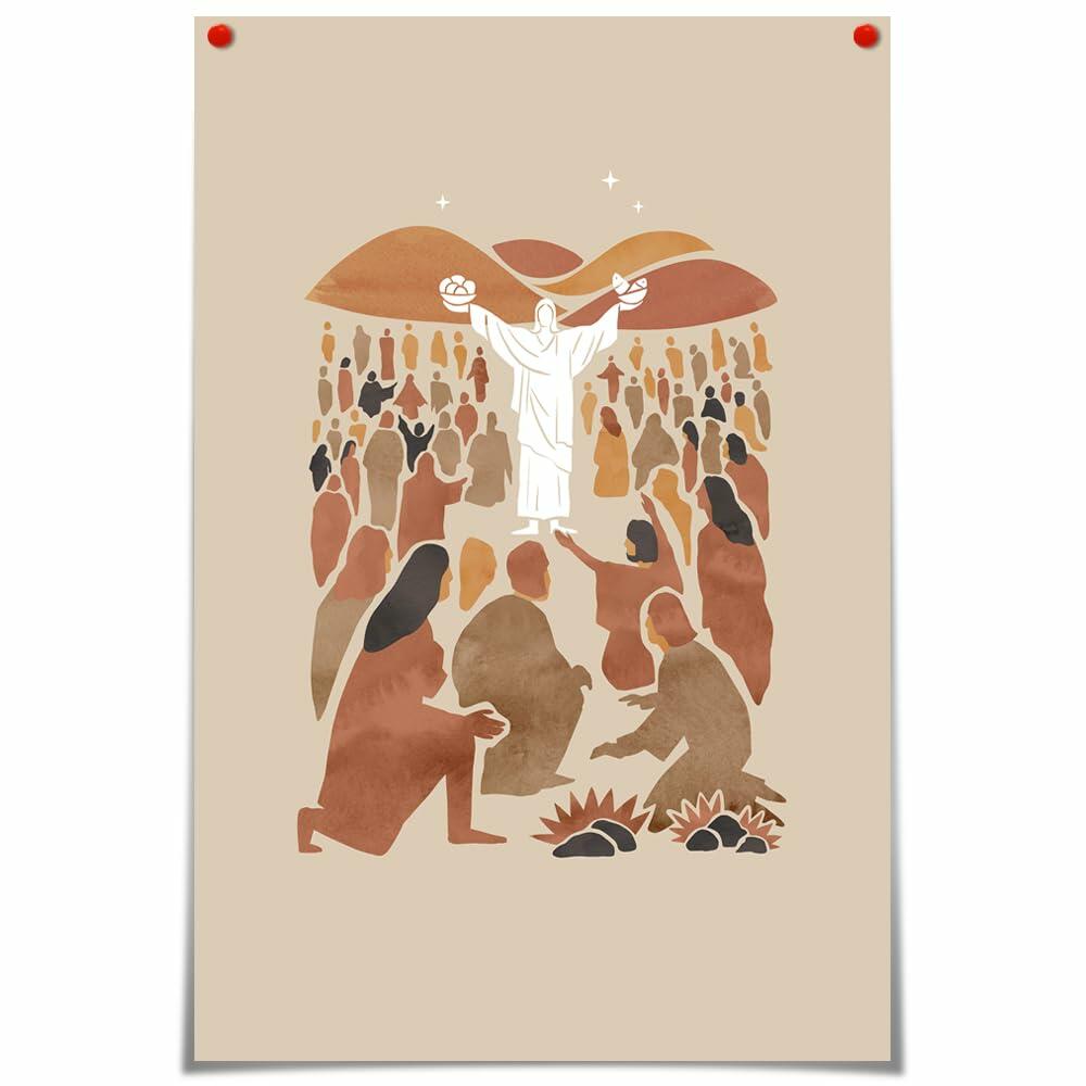 FBKDVC Christian Scripture Poster Jesus Feeds 5000 16x24in Unframed