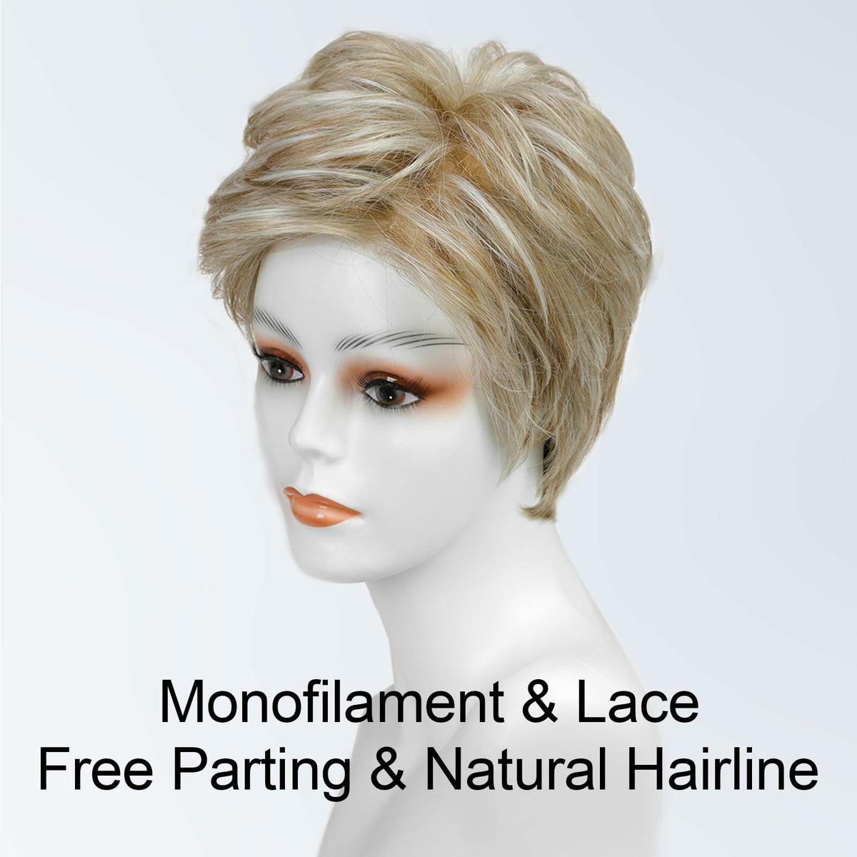 Getshow Mono Top Synthetic Lace Front Wig Layered Hair Light Mixed Blonde