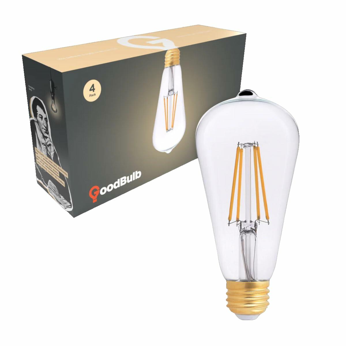 GoodBulb LED A19 5W 40W Replacement 2700K 500 Lumens High CRI 4 Pack