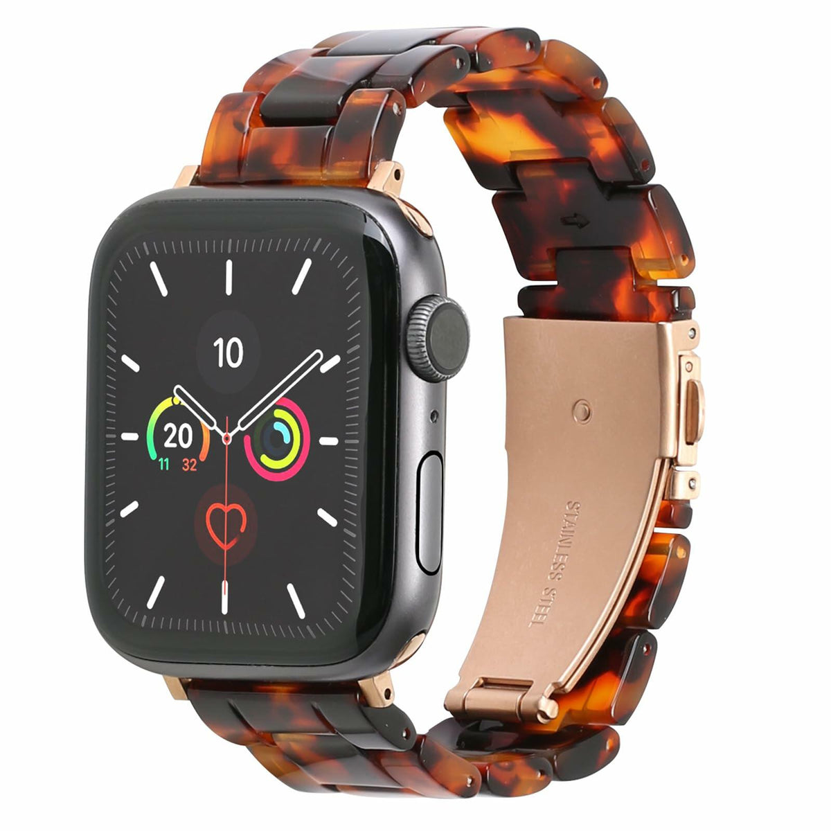 MAIRUI Resin Watch Band Compatible Apple Watch 38-41mm Series 1-9 Amber
