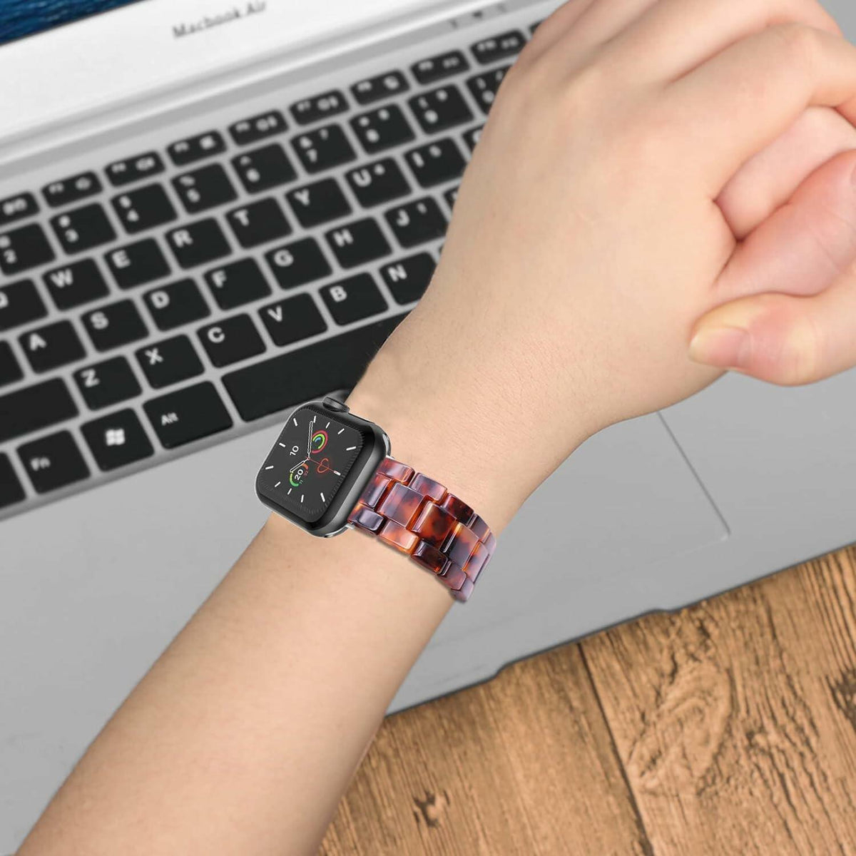MAIRUI Resin Watch Band Compatible Apple Watch 38-41mm Series 1-9 Amber