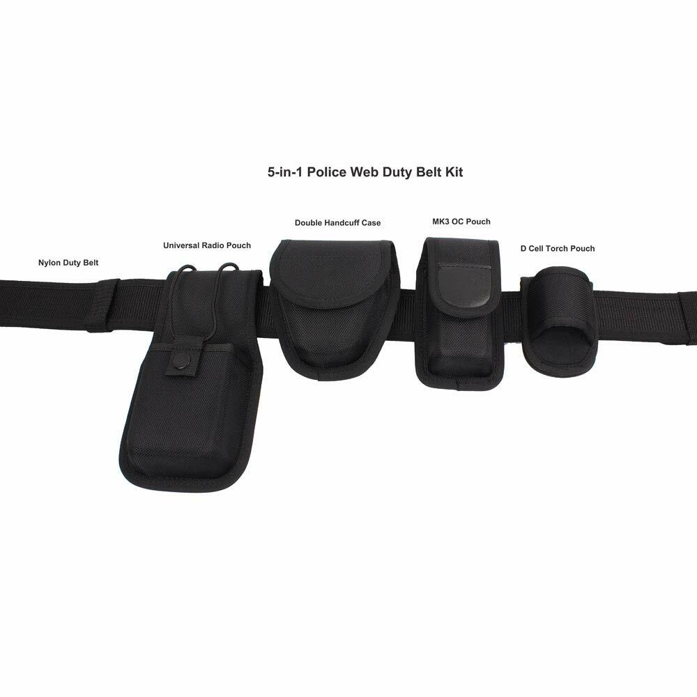 ROCOTACTICAL 5-in-1 Police Duty Web Belt Kit Black Medium 32-38"