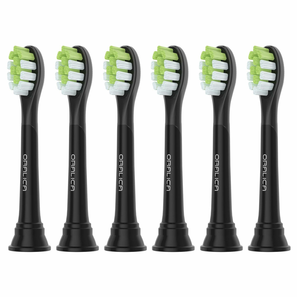 Oralica Whitening Replacement Toothbrush Heads Philips Sonicare 6 Pack Black