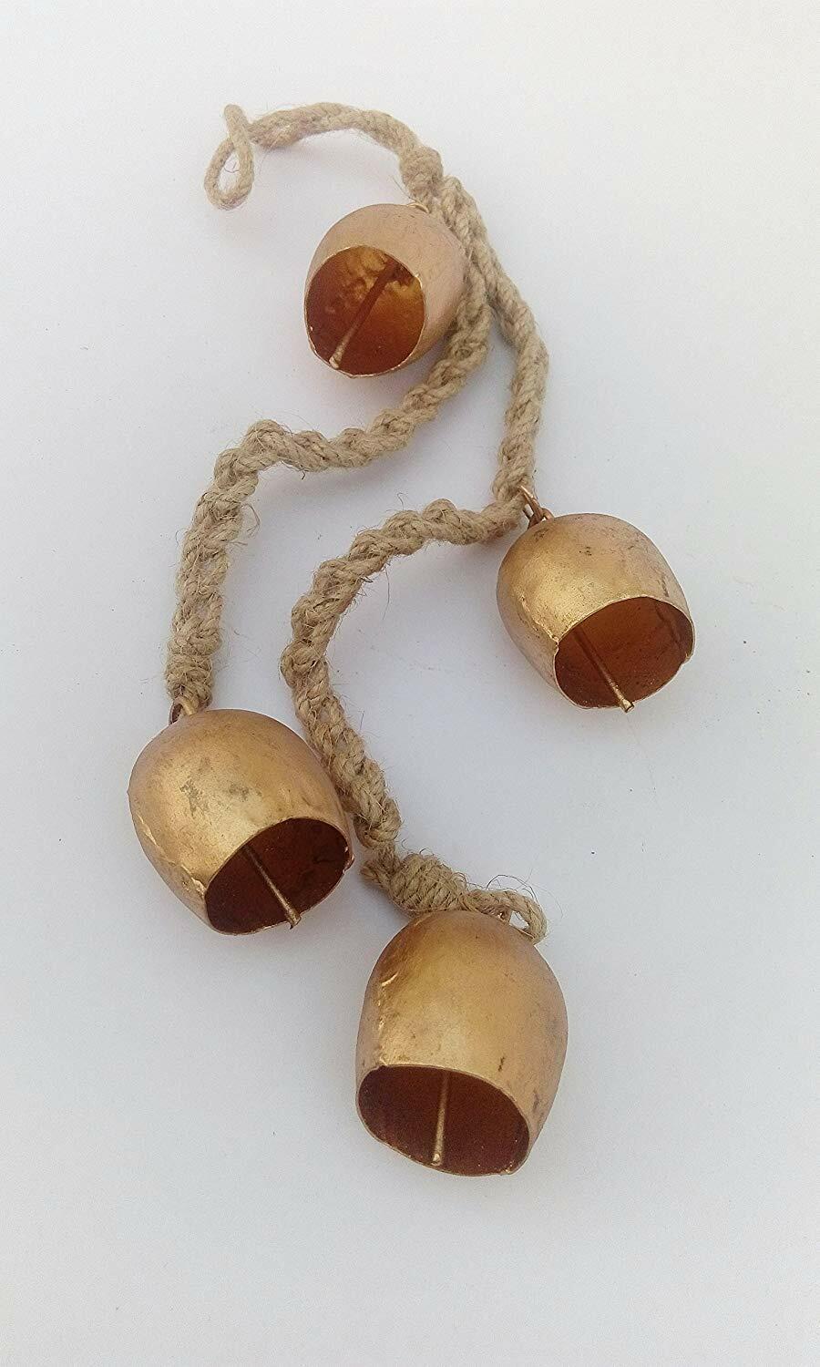 Siddhivinayak Overseas Iron Wrought Brass Finish Wall Hanging Bell Chime 4 Bells
