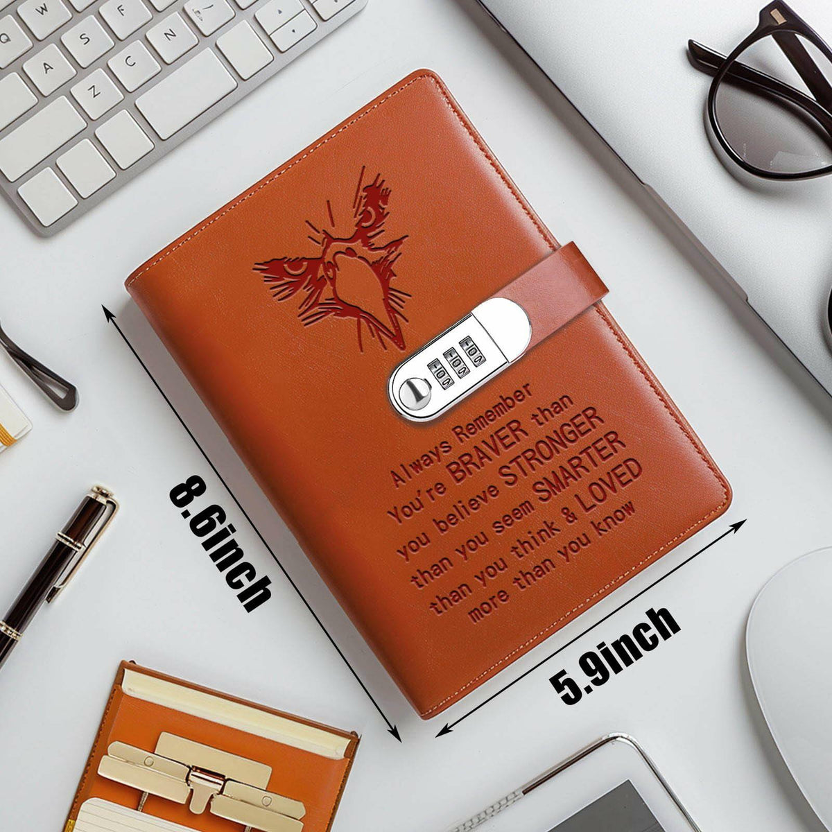 JOHSBYD Eagle Leather Combination Lock Notebook Scouts Gift