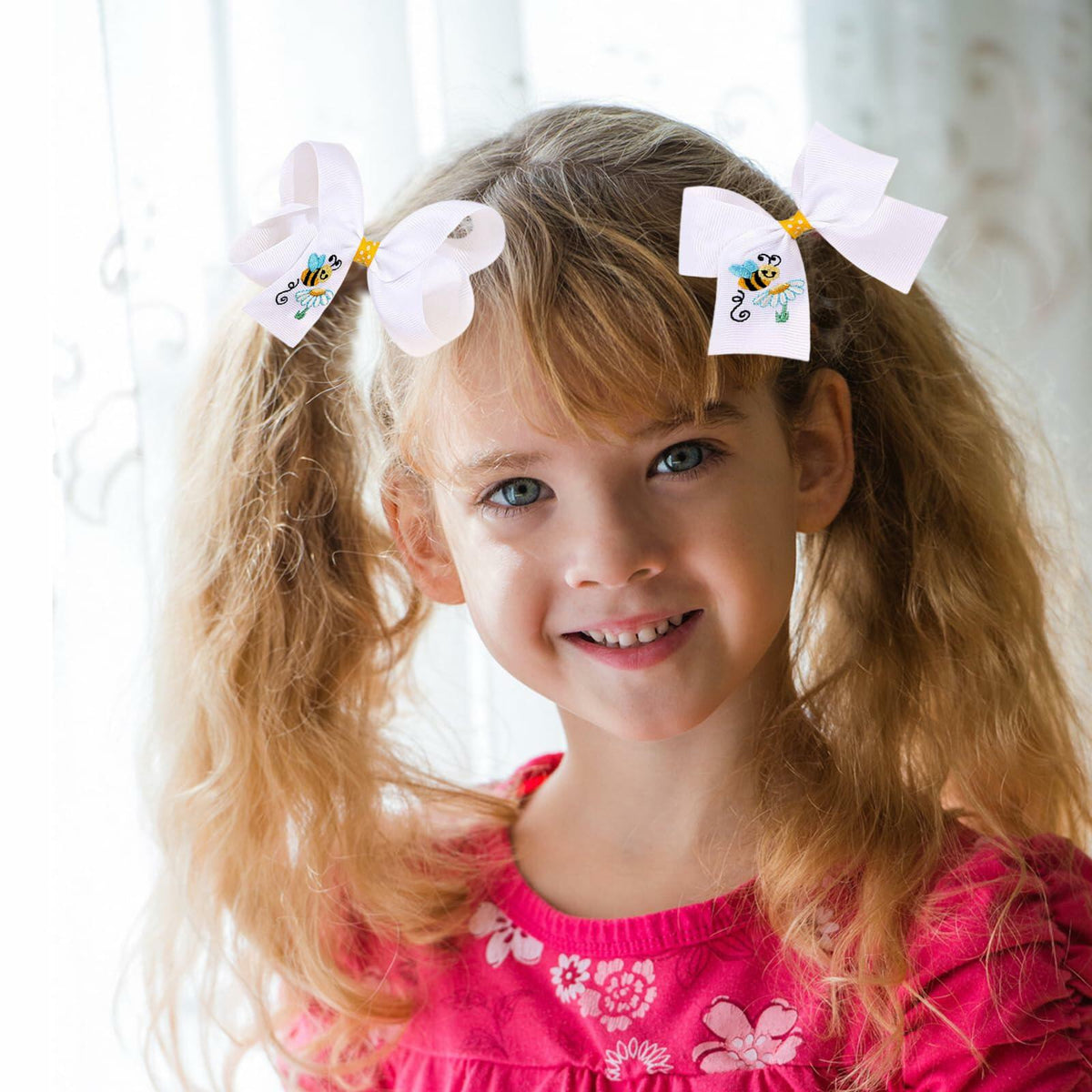 XEININVU Bee Hair Clips Toddler Girls Bowknot Hair Barrettes Yellow White 2PCS