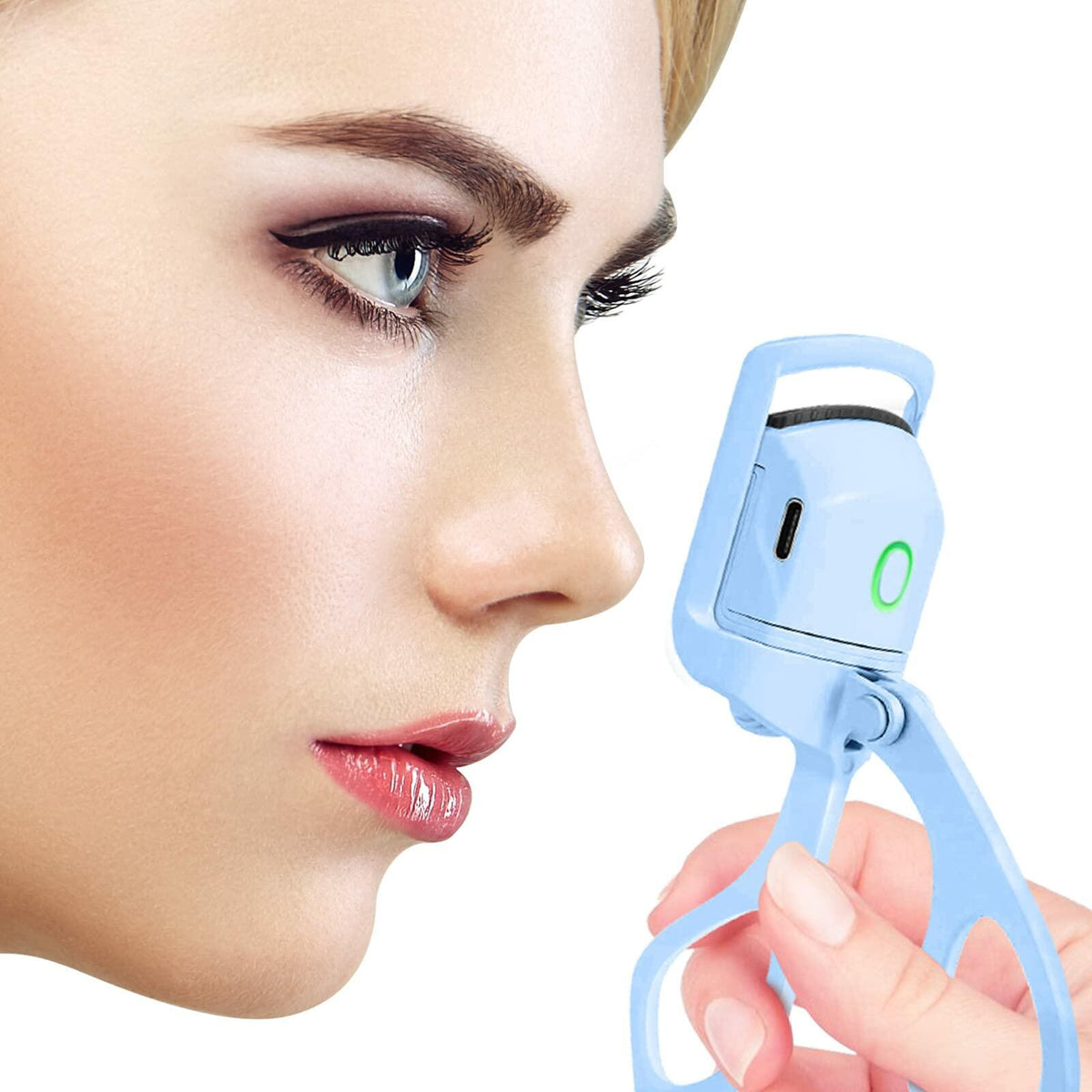 AIQIUSHA Heated Eyelash Curler Rechargeable 2 Modes Blue Size Blue