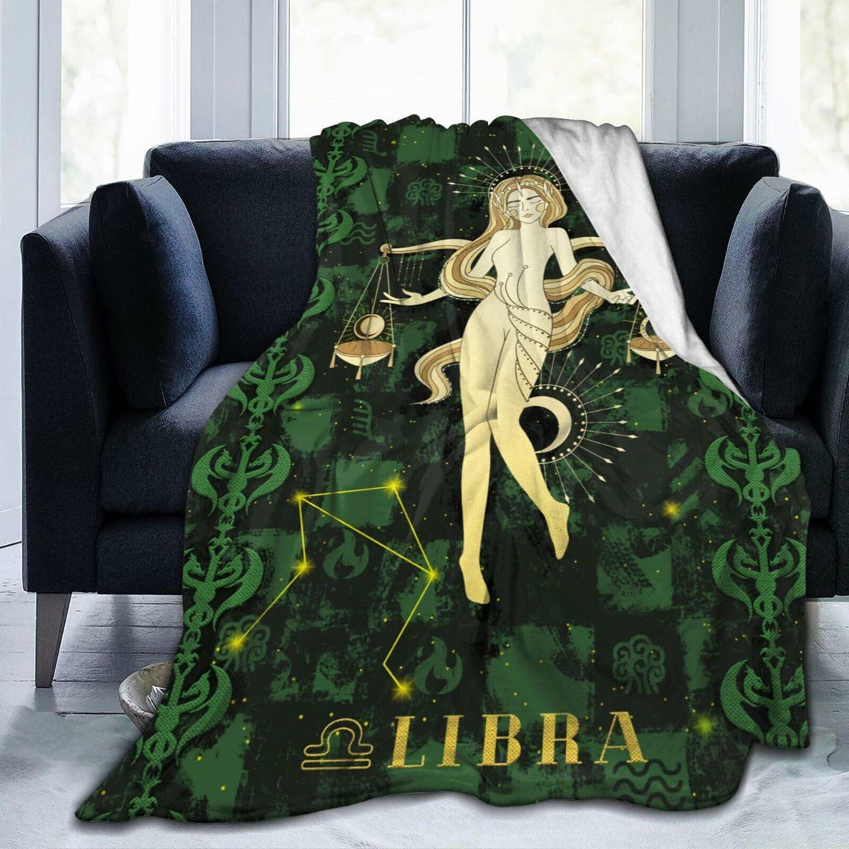Aswuihz Libra Constellation Flannel Throw Blanket 60x50 Fuzzy Cozy