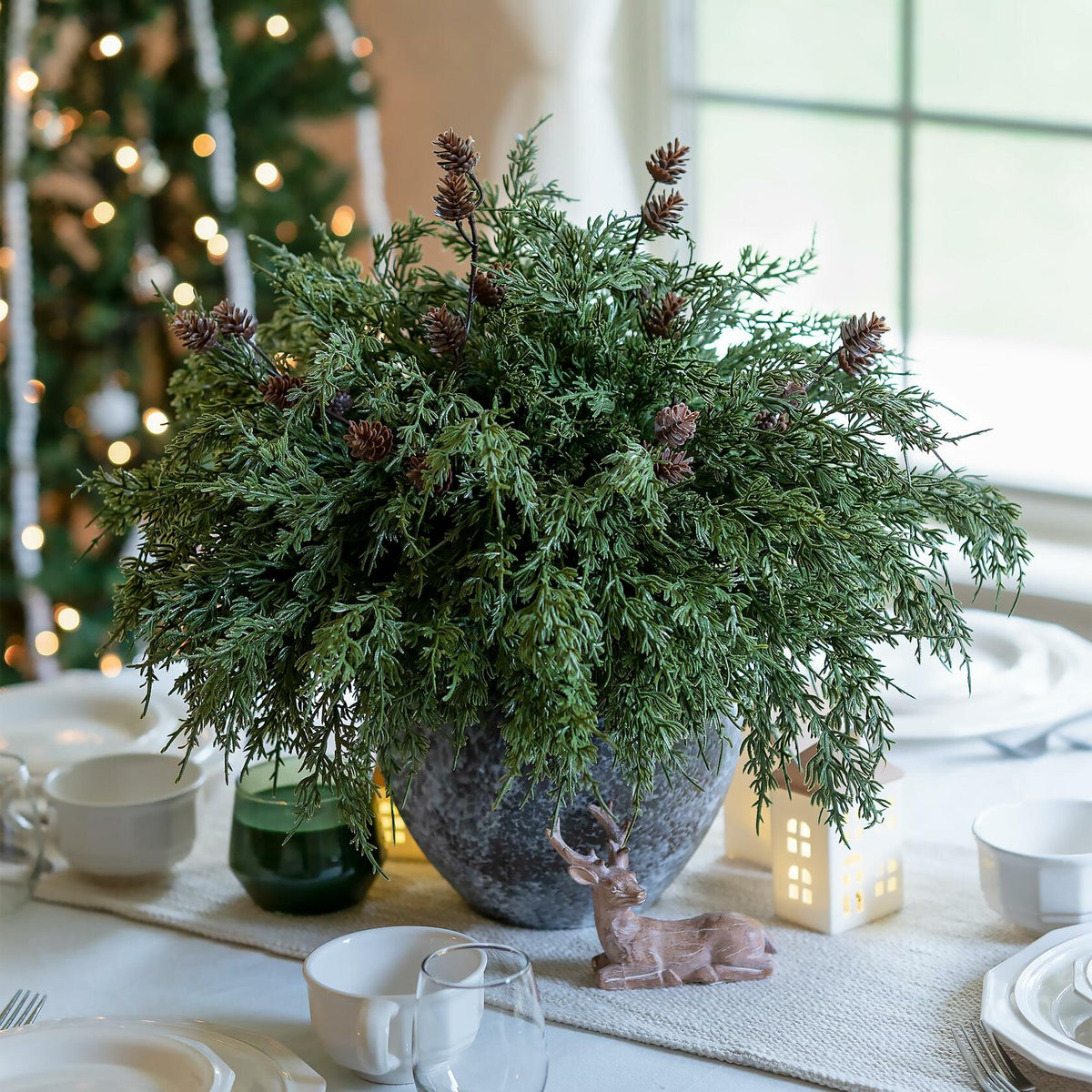 Ivydale 7 PCS Artificial Fall Stems 26in White Flowers Silk Greenery