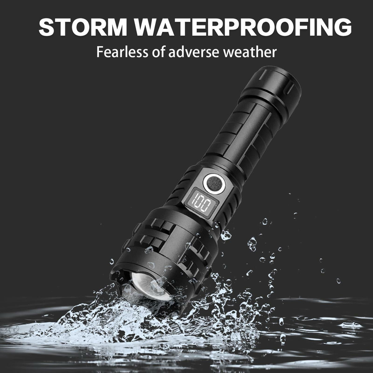 Wboxlizy Rechargeable Tactical Flashlight Waterproof Super Bright Black