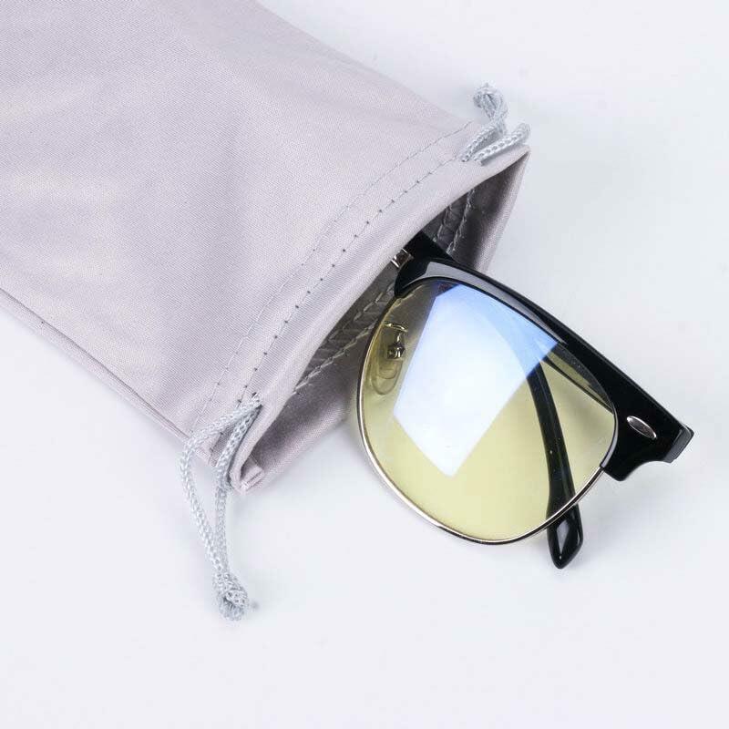 Eluckya 4PCS Microfiber Soft Eyeglass Sunglasses Pouch Drawstring White Grey