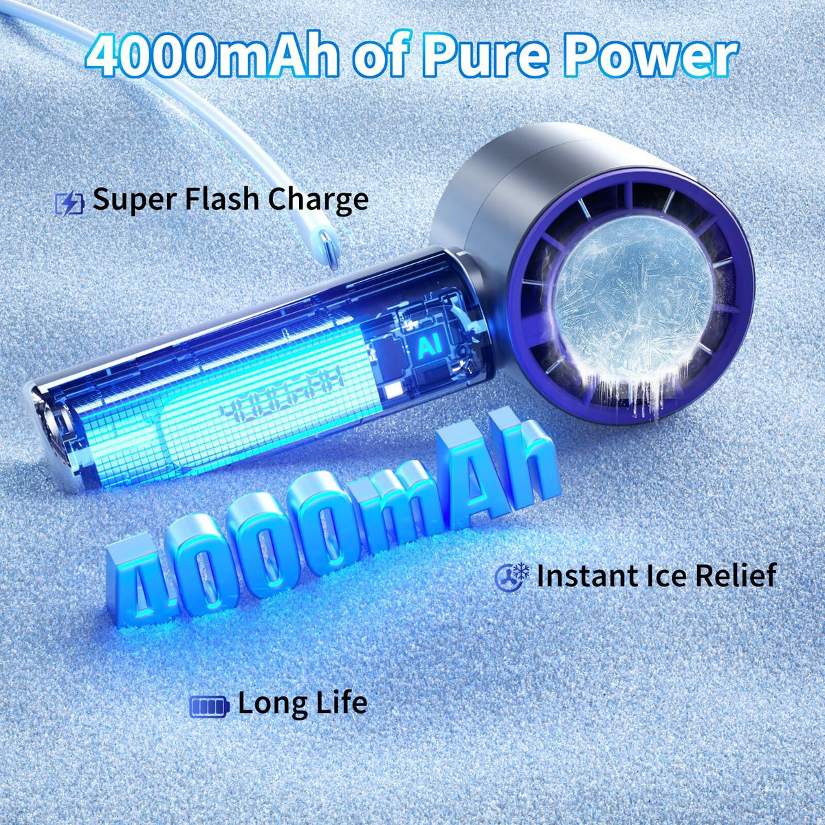 Procci Portable Handheld Fan with Cooling Plate 4000mAh LCD Display Pink