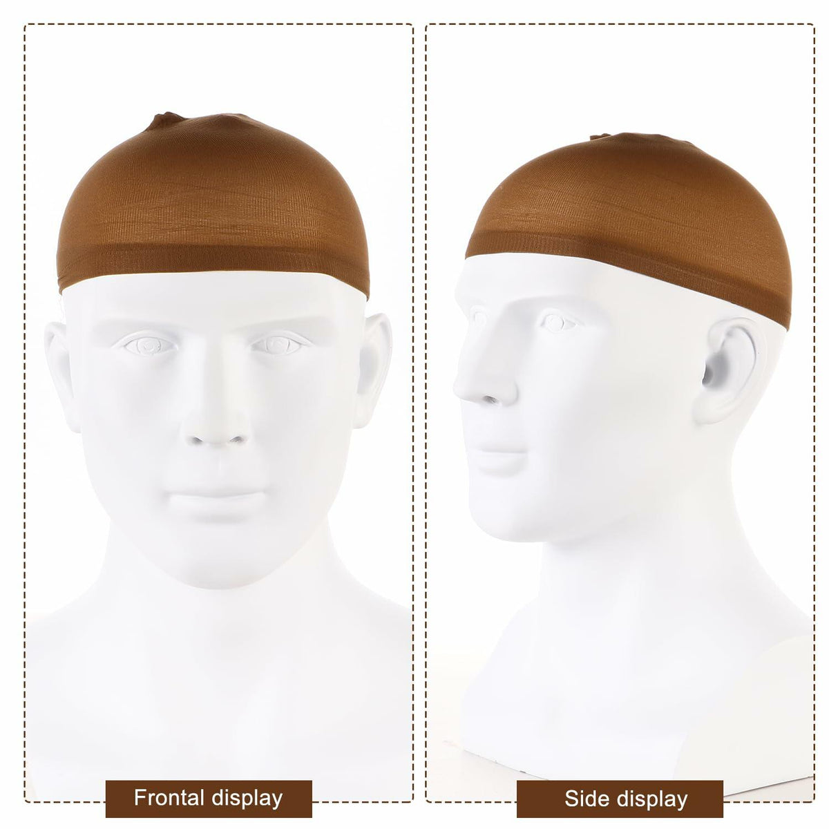 Arcjunys 8Pcs Nylon Stretchy Wig Caps for Women Lace Front Wigs Skin Brown