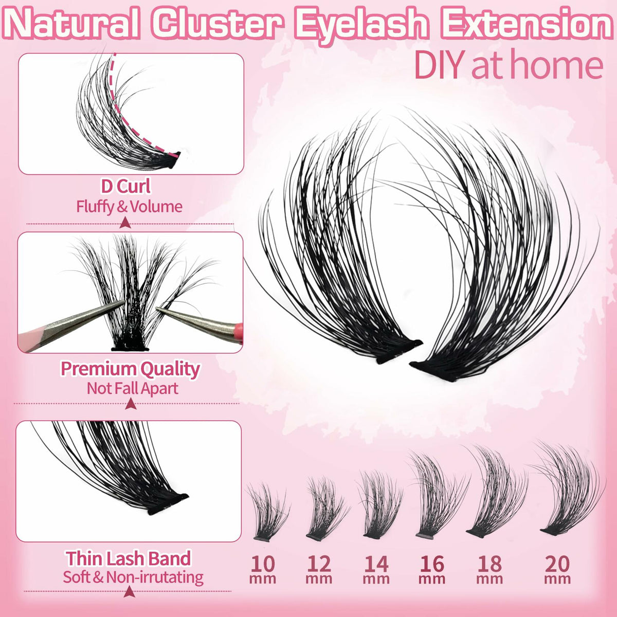 Anforlin Eyelash Extension Kit 280pcs Thick Volume D Curl 14-22mm Black