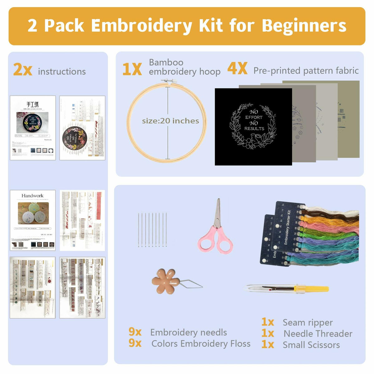Tophywin 4 Pack Embroidery Kit Floral DIY with Hoop Threads Tools Good times