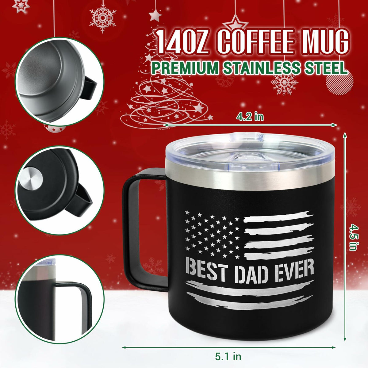 AXIARA 14oz Maroon Stainless Steel Insulated Coffee Mug Retirement Gift