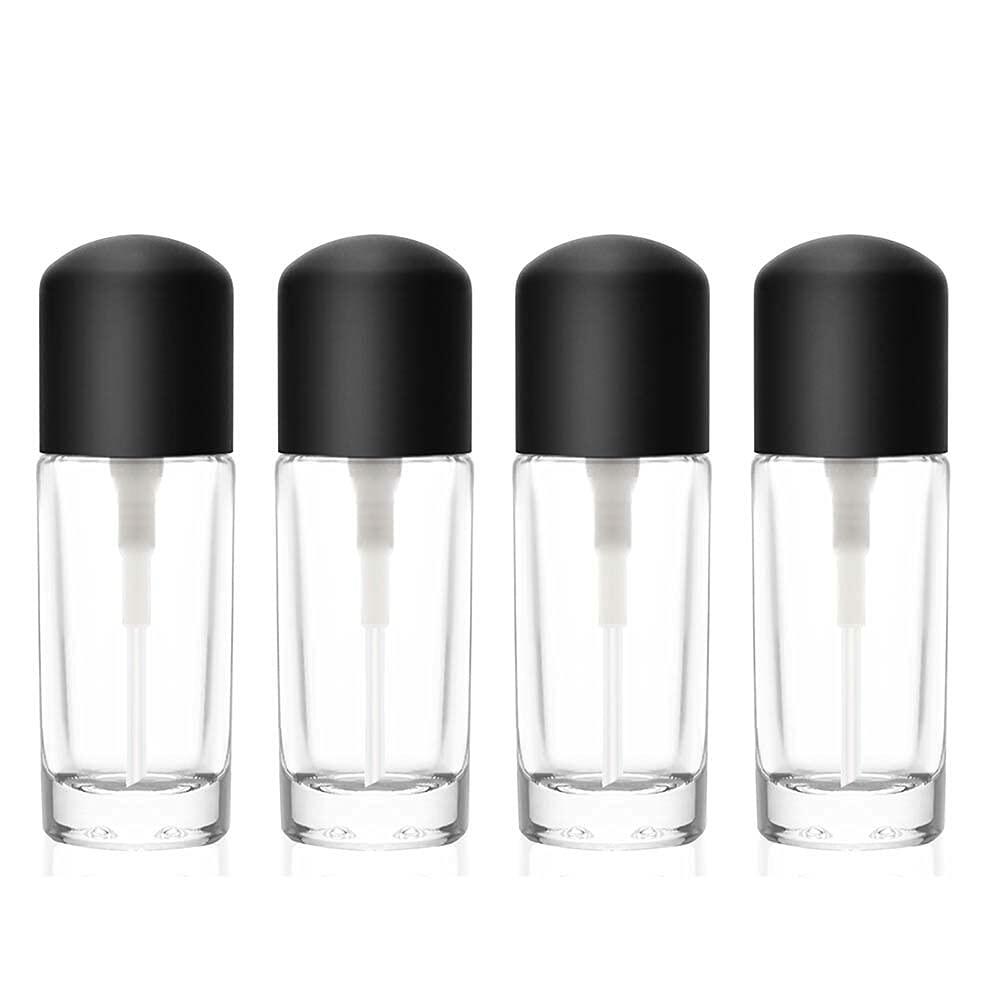 Furnido 4 Pack 30ml Clear Glass Round Essence Lotion Bottles with Pump