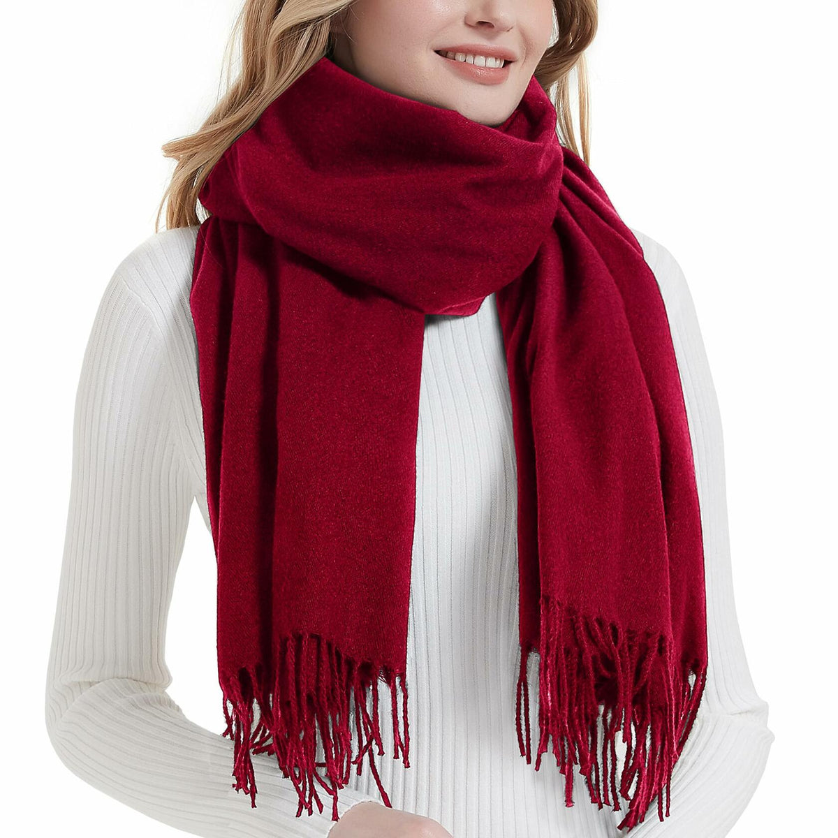 Landisun Winter Pashmina Shawl Scarf for Women Cashmere Green Solid