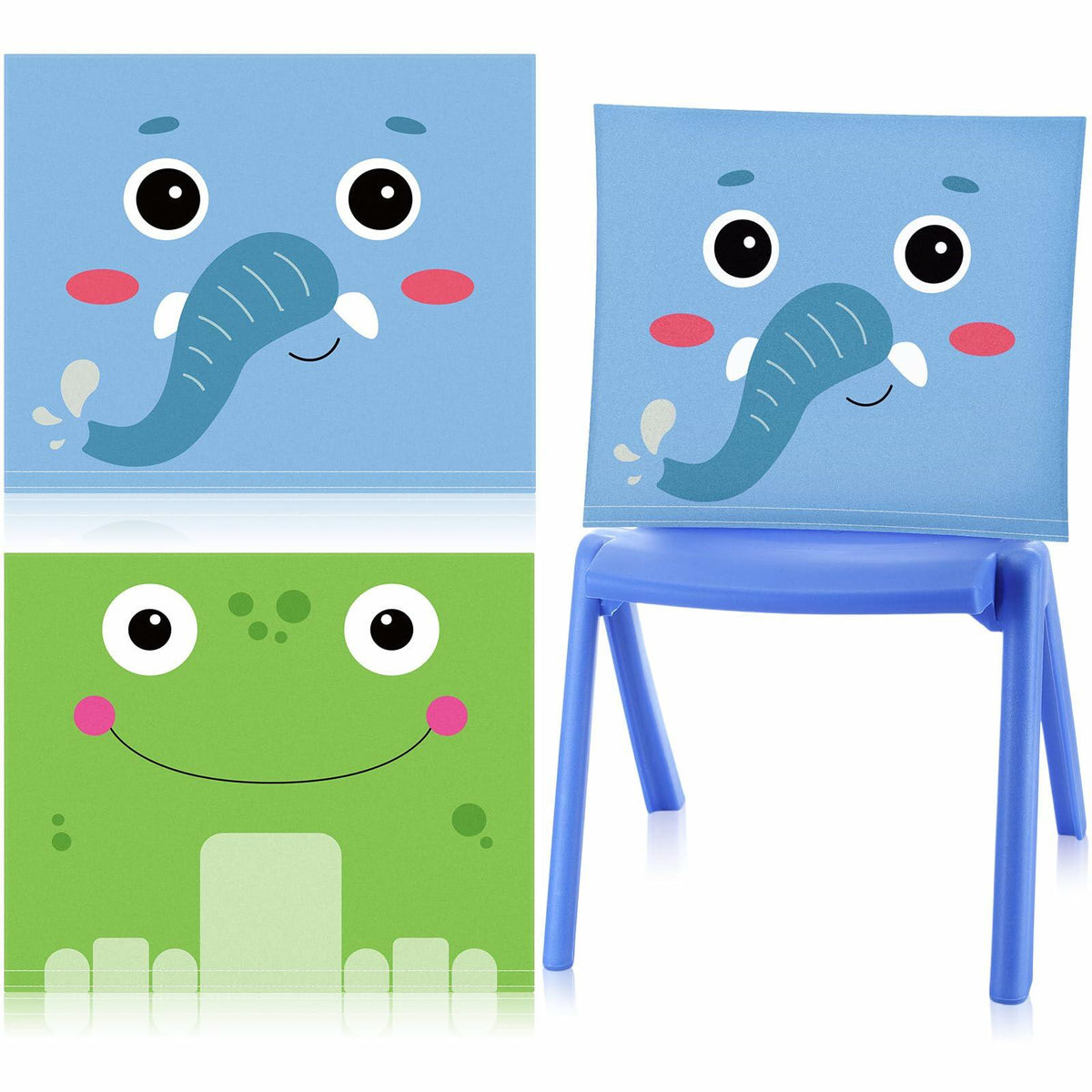 Breling 4 Pcs Animal Chair Covers 15.7x13.8 Inch Elephant Frog Pig Giraffe