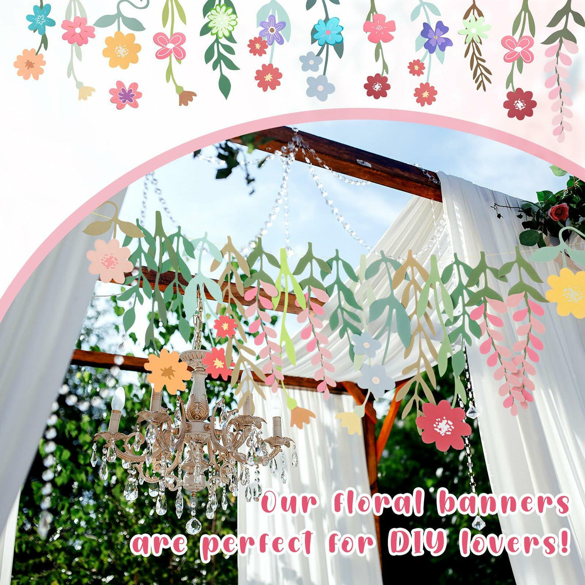 Epakh 8.2ft Colorful Wildflower Daisy Paper Garland Banner Spring Summer