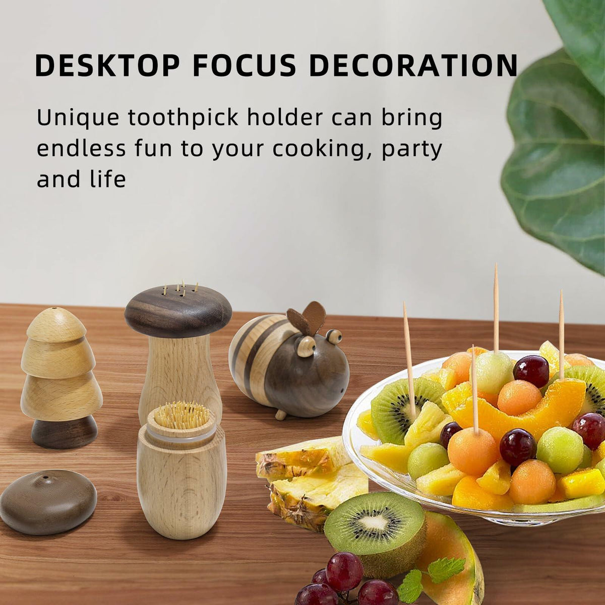 Cute Mushroom Toothpick Holder with 390 Toothpicks Cactus Dispenser Decor