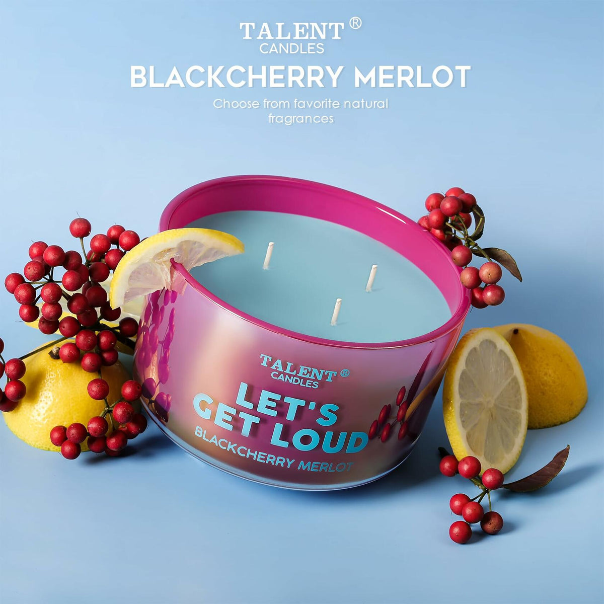 TALENT CANDLES Enjoy Scented Soy Jar Candle 3 Wicks Large Dark Cherry Merlot