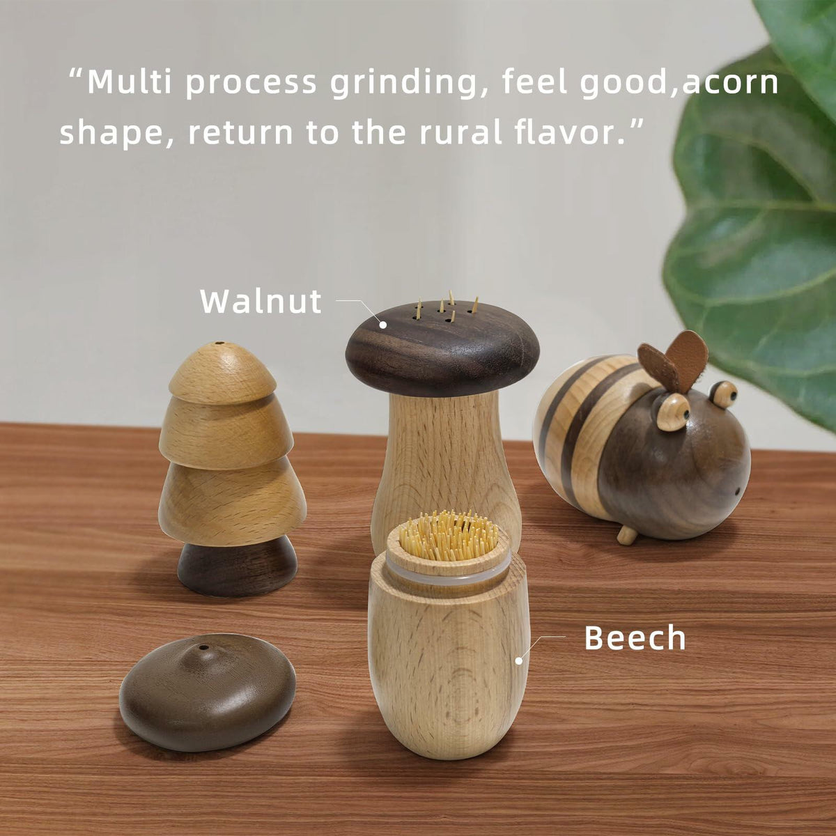 Cute Mushroom Toothpick Holder with 390 Toothpicks Cactus Dispenser Decor