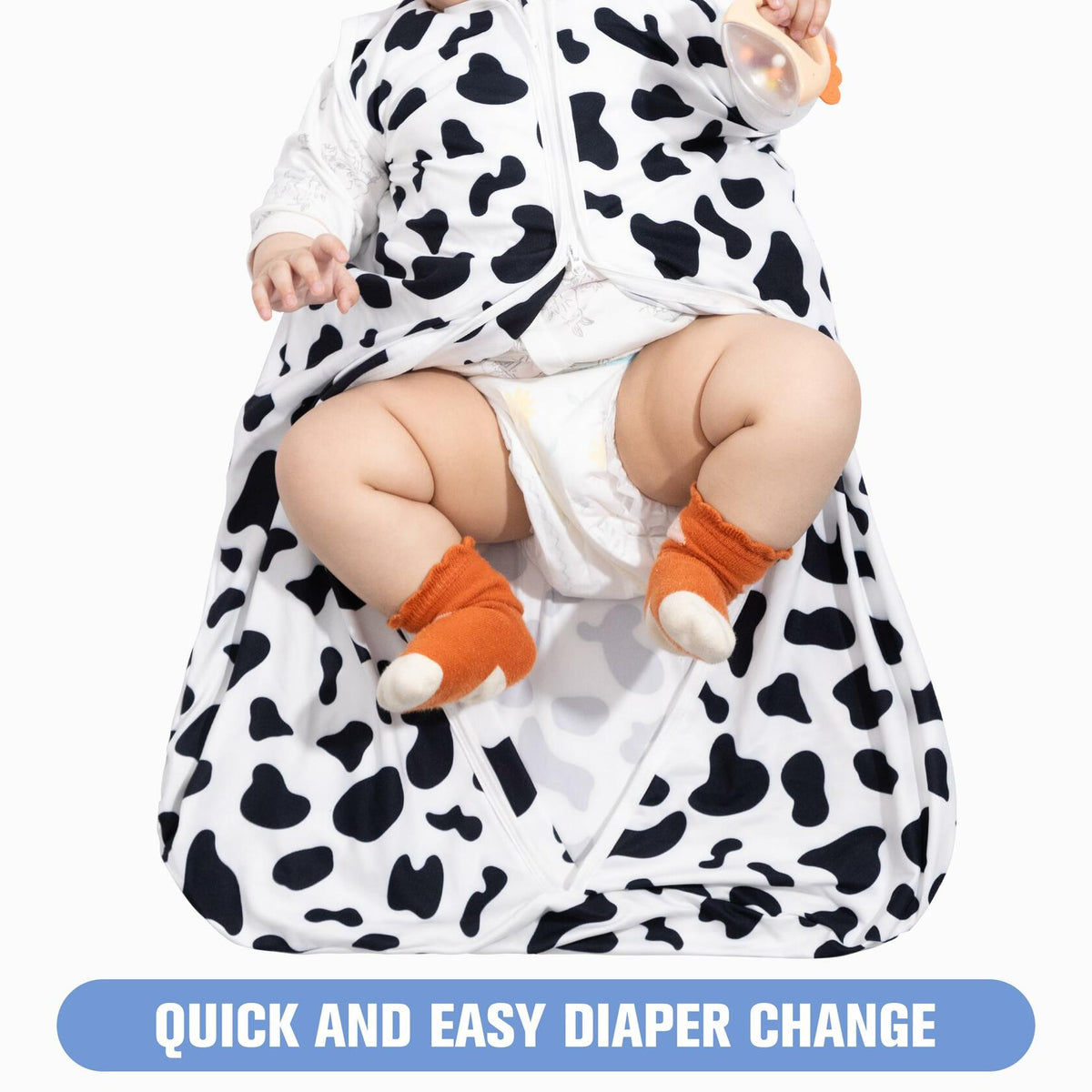 GUNTAIL Baby Sleep Sack 2-Way Zipper Rayon Cotton Cow Print Size X-Large