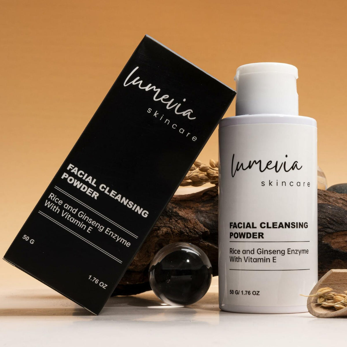 Lumevia Skincare Rice & Ginseng Enzyme Powder Facial Cleanser Vitamin E 50g