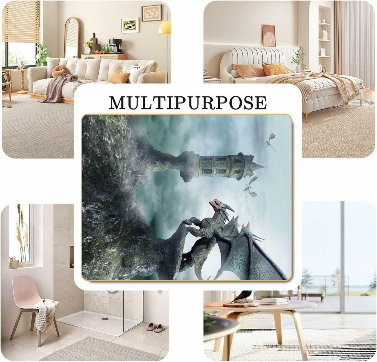 Large Area Rug Carpet Washable 5'x6' Indoor Polar Bear Home Decor