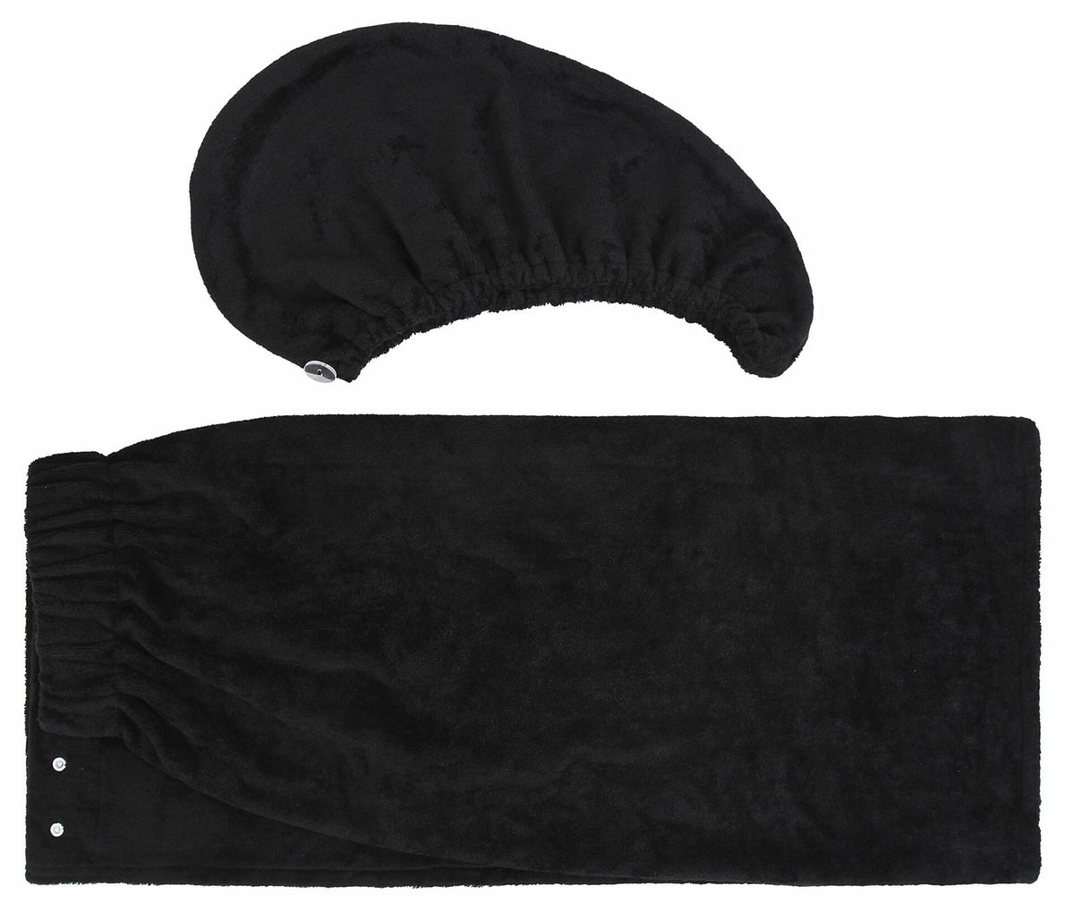 FABBRICA HOME Bamboo Rayon Spa Bath Wrap & Hair Turban Set Navy Blue One Size