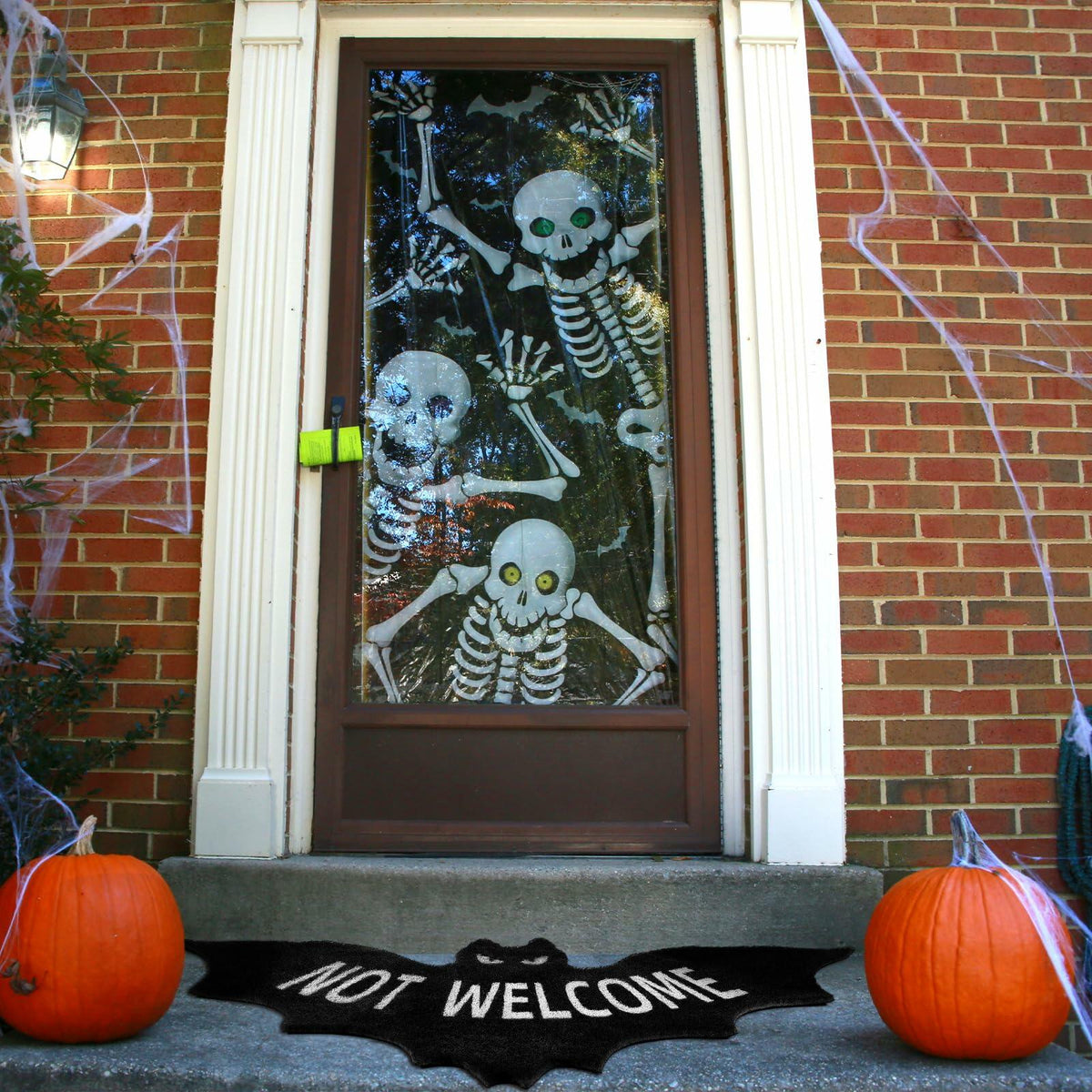 Drydiet Halloween Unwelcome Bat Door Mat 20x40 Large Black Coco Coir