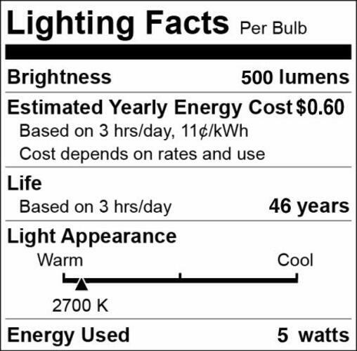 GoodBulb LED A19 5W 40W Replacement 2700K 500 Lumens High CRI 4 Pack