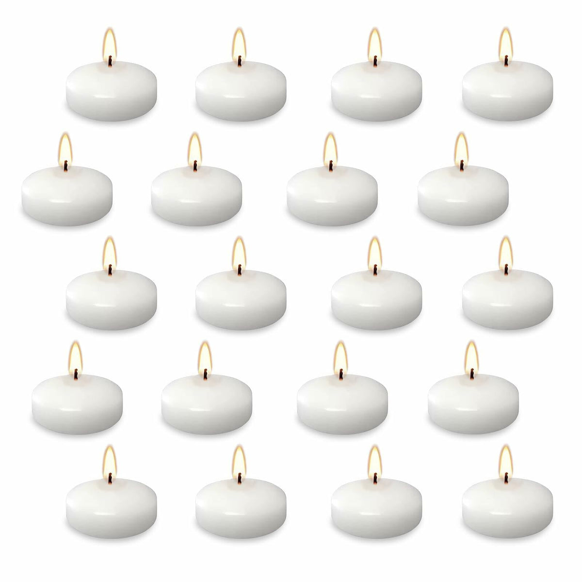 JEQUD 20 Pcs Floating Candles 1.5 Inch Unscented White Warm Tealights