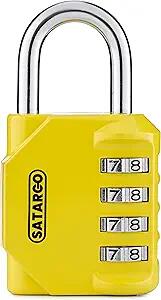 Satargo 4 Digit Combination Lock Cut Resistant Gym Padlock Yellow 2 Pack