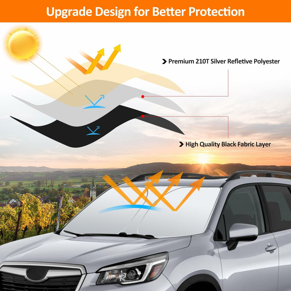 D-Lumina Windshield Sun Shade Subaru Forester 2019-2024 Foldable UV Blocker