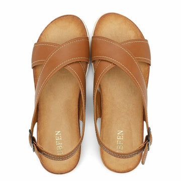 UBFEN Womens Flat Sandals Arch Support Adjustable Slingback Brown Size EUR 37