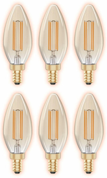 GoodBulb 5W E12 Clear Golden LED Chandelier Bulbs 2200K 300LM 6 Pack