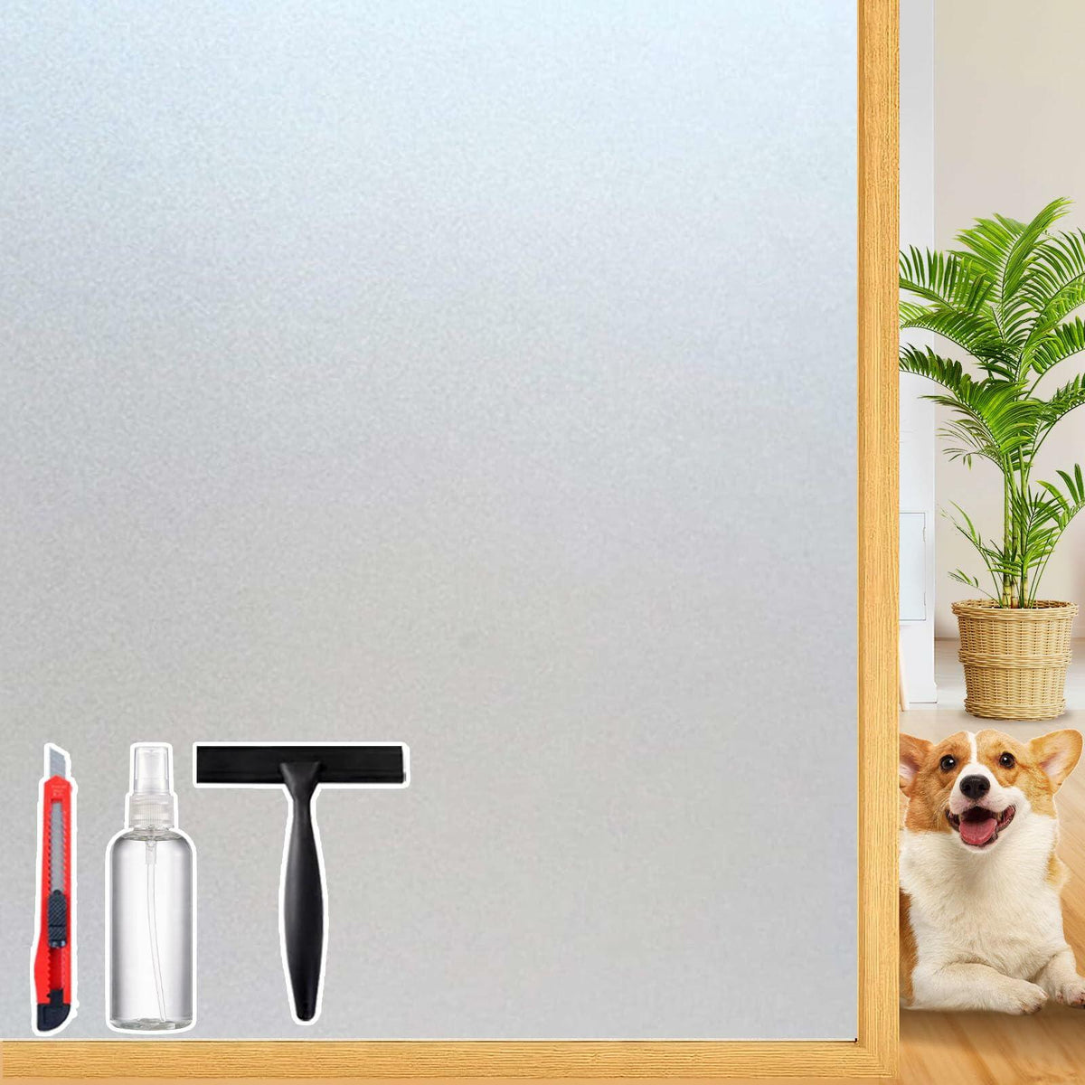 Dwersty Frosted Glass Window Privacy Film Static Cling 17.5x78.74in Anti-UV