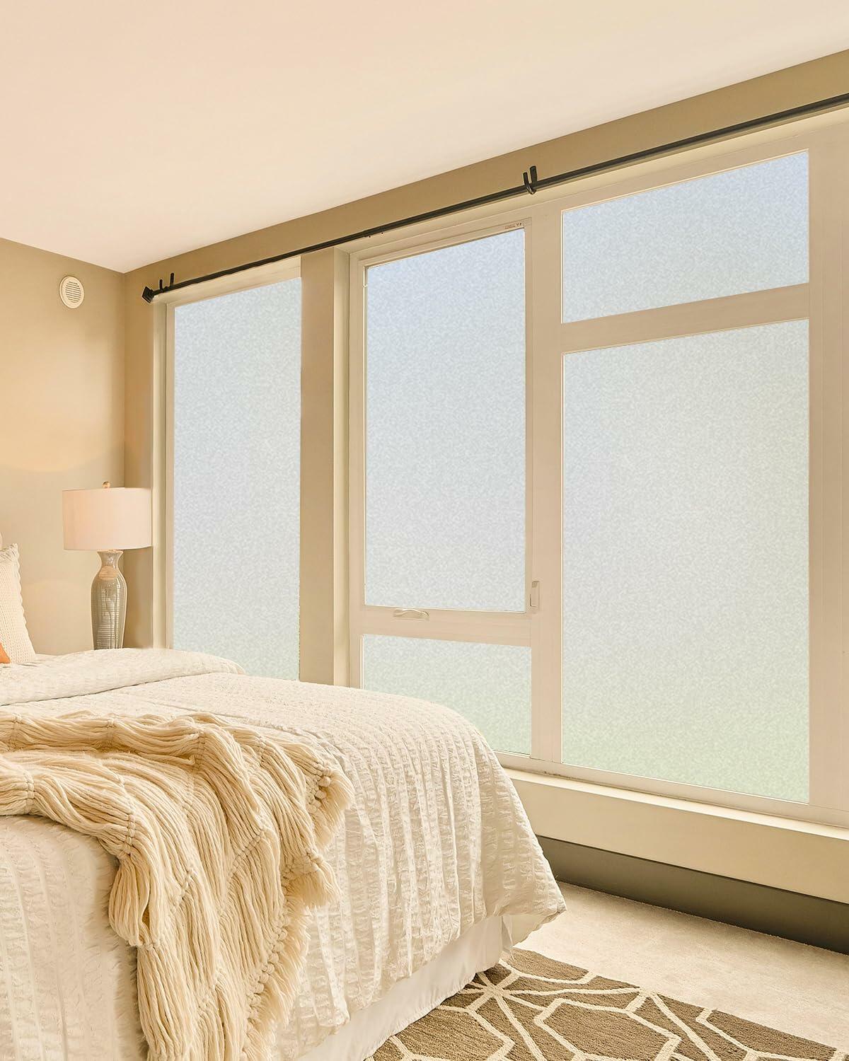Dwersty Frosted Glass Window Privacy Film Static Cling 17.5x78.74in Anti-UV