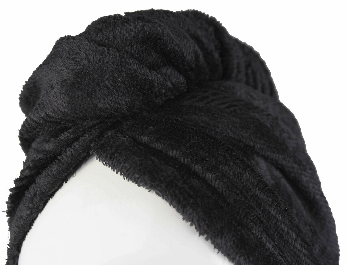 FABBRICA HOME Bamboo Rayon Spa Bath Wrap & Hair Turban Set Navy Blue One Size